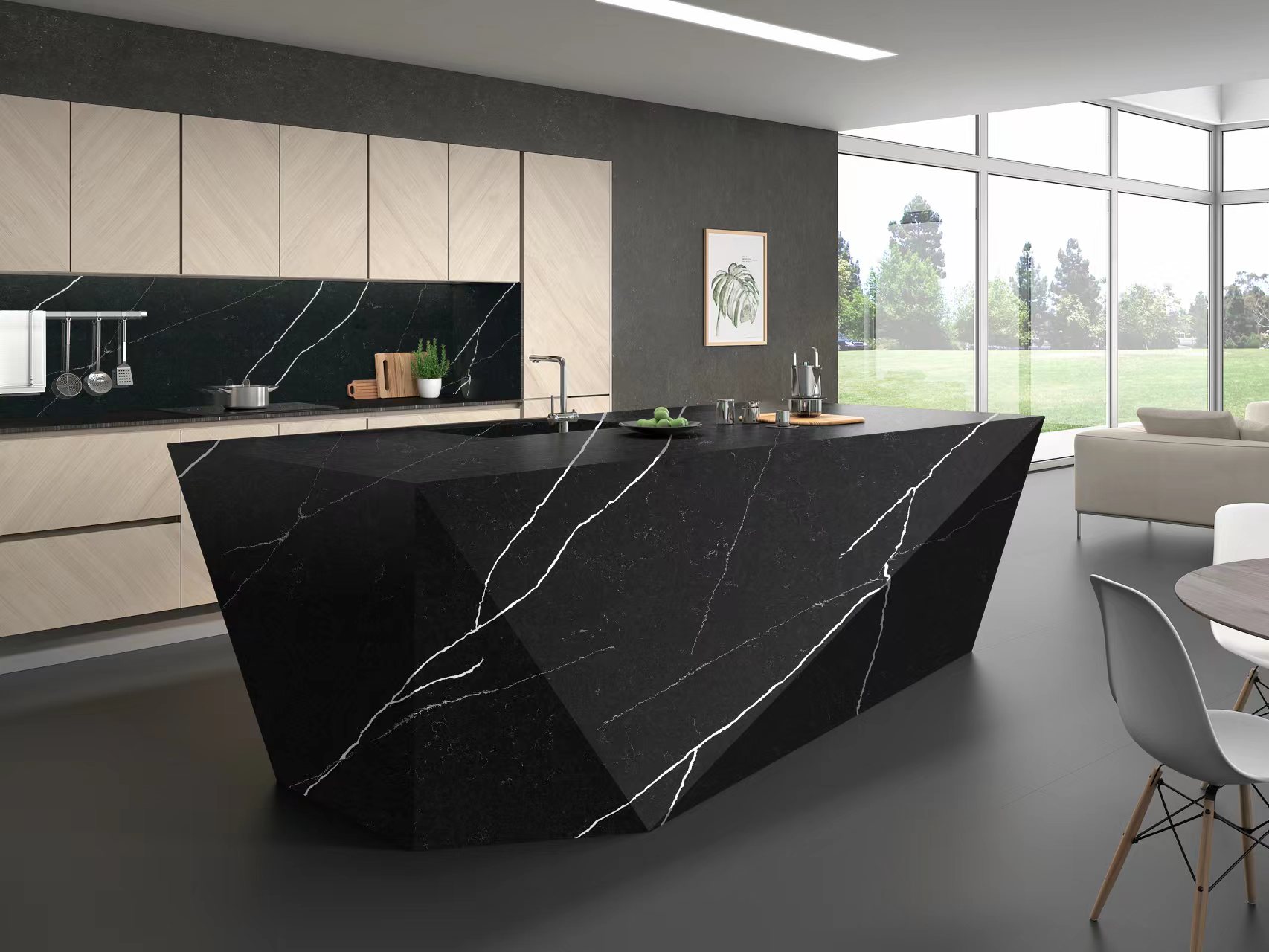 Engineered Quartz FC813 Calacatta Black Thunder for Countertops ...