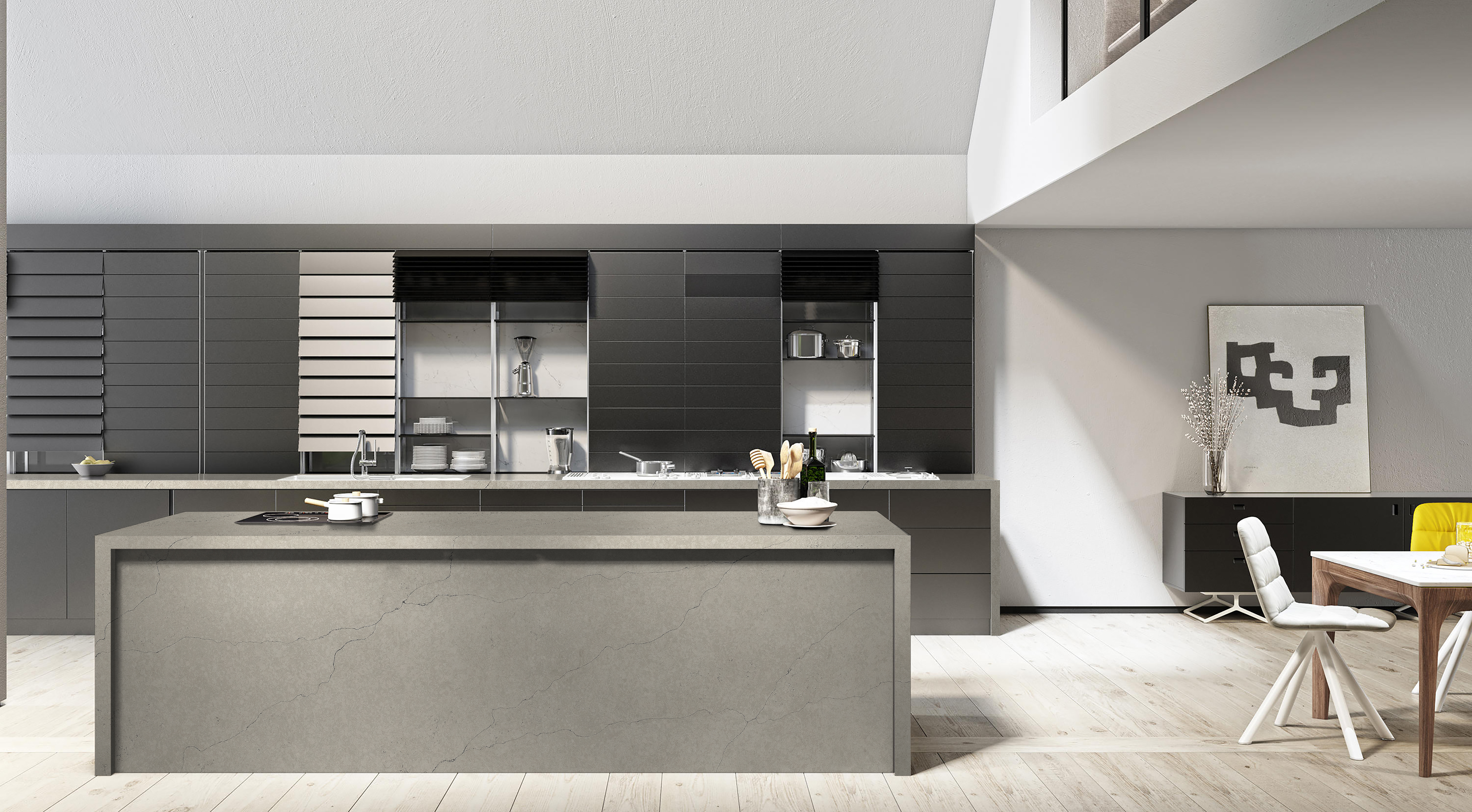  Engineered Quartz Marble Series F6802 Imperial Gray for Countertops , Vanity , Prefab , Tiles , Walls