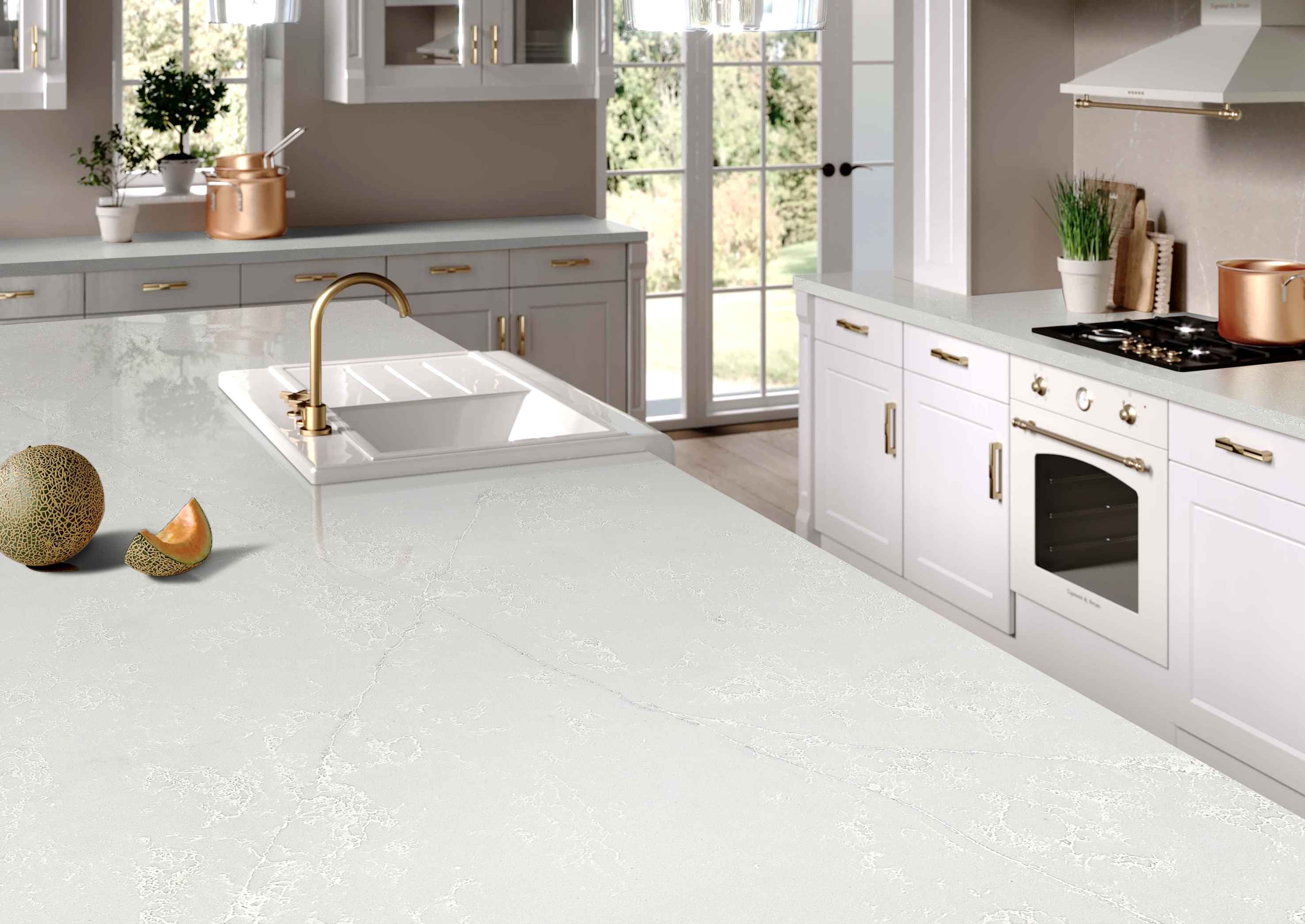  Engineered Quartz Marble Series F6910 Ice Forest for Countertops , Vanity , Prefab , Tiles , Walls
