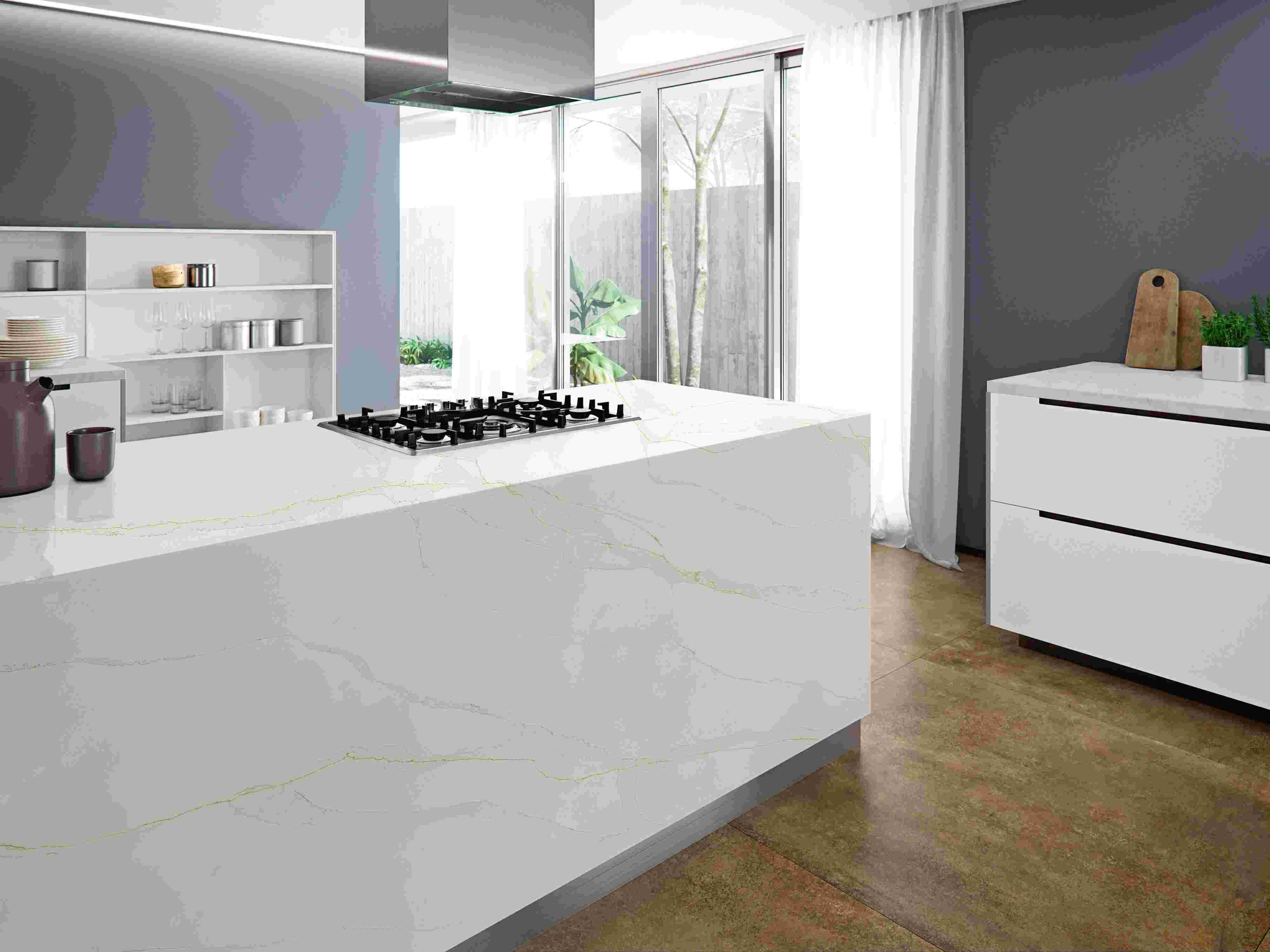  Engineered Quartz Calacatta Series F8518 Calacatta Bella for Countertops , Vanity , Prefab , Tiles , Walls 