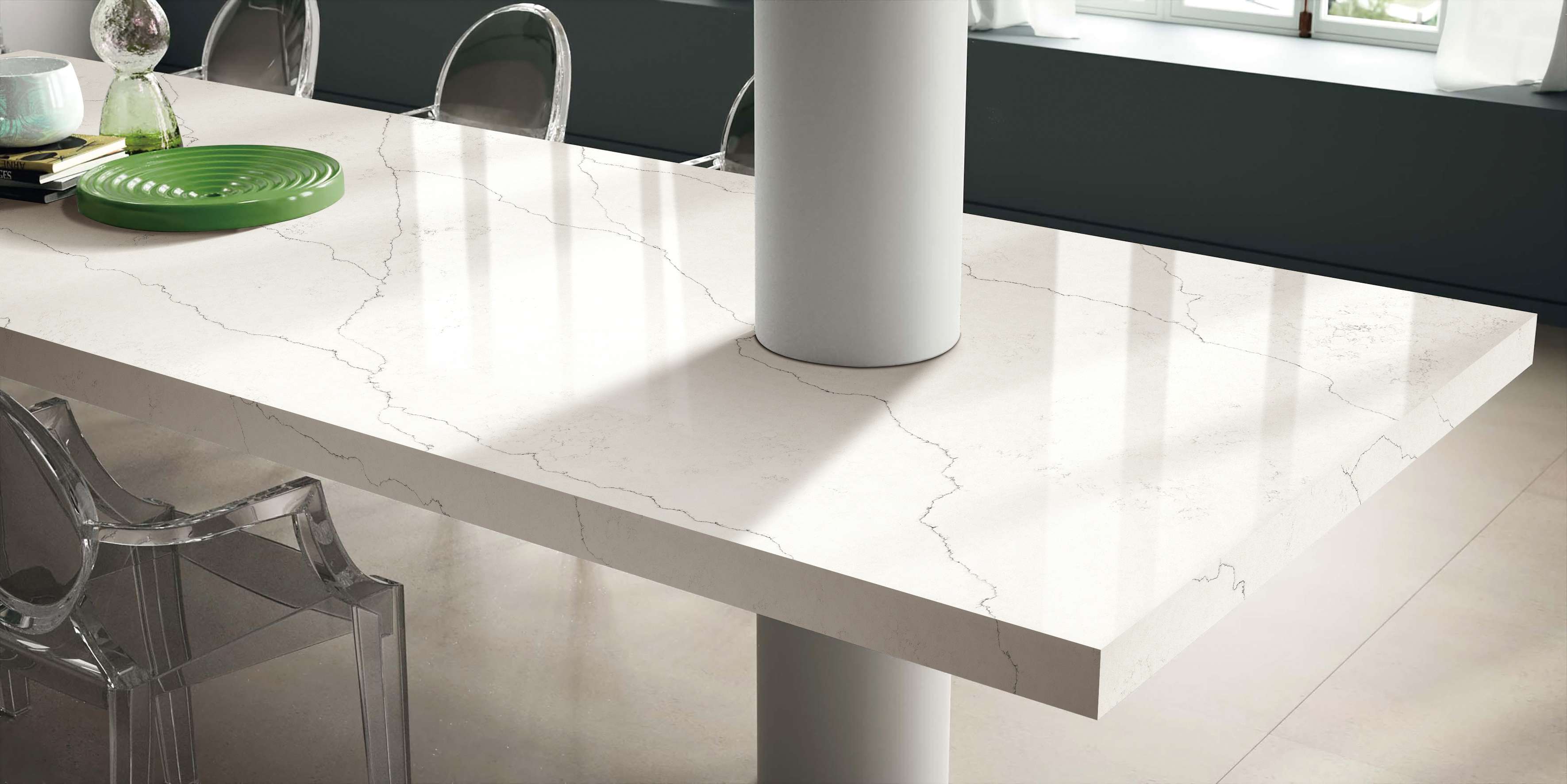  Engineered Quartz Marble Series F6801 Imperial White for Countertops , Vanity , Prefab , Tiles , Walls