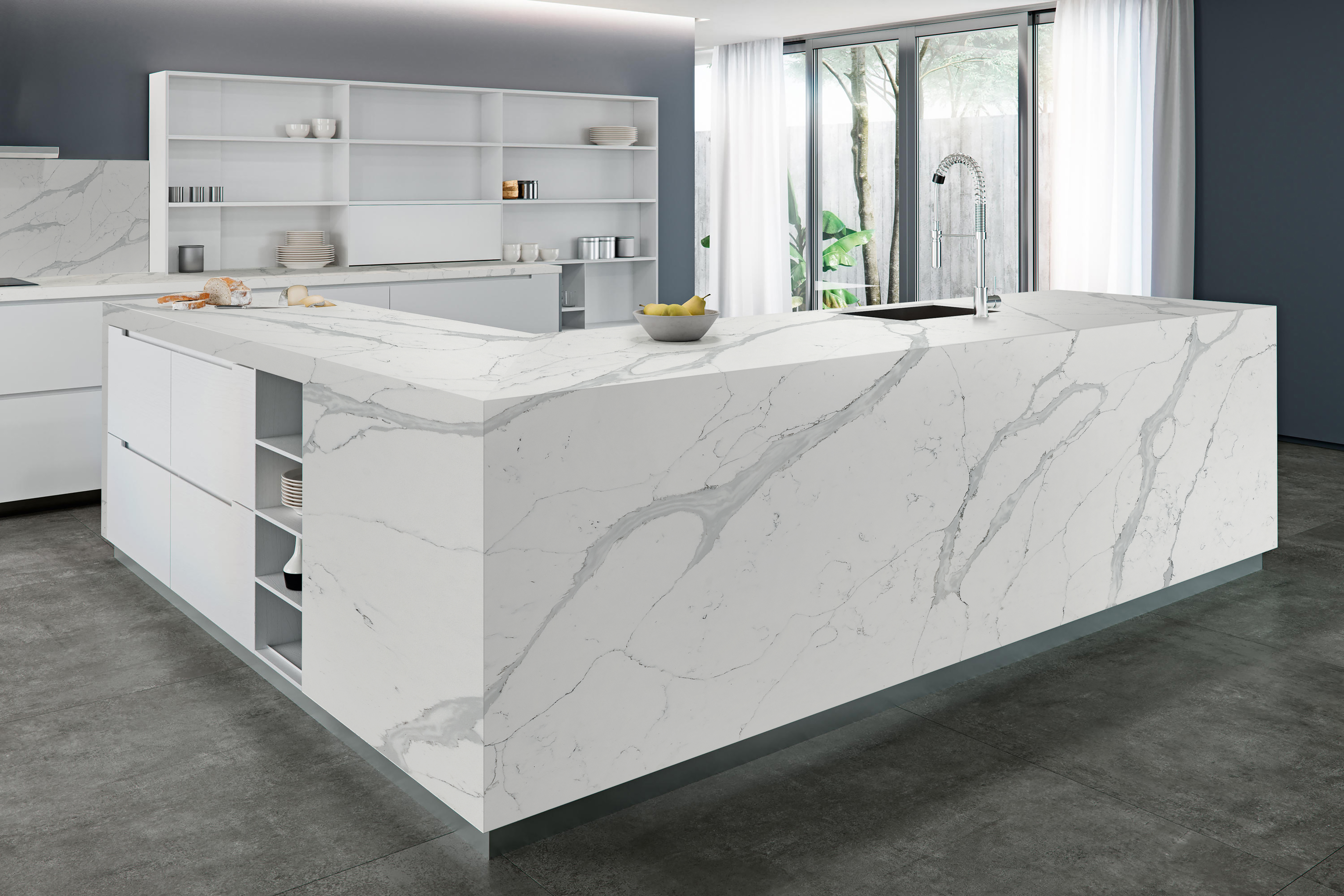  Engineered Quartz Designer Series FS308 Spring Pinta for Countertops , Vanity , Prefab , Tiles , Walls 